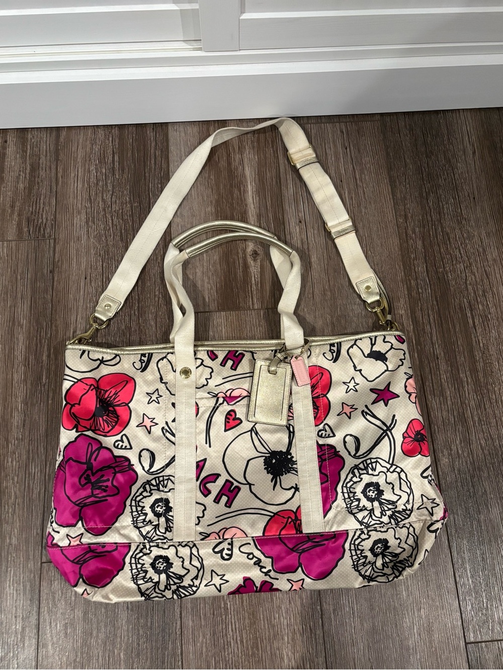 Coach Kyra Graffiti Poppy Weekender / Tote late Y2K